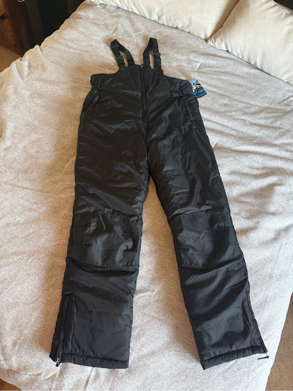 Black Insulated Ski Bib Pants - Snow Overalls